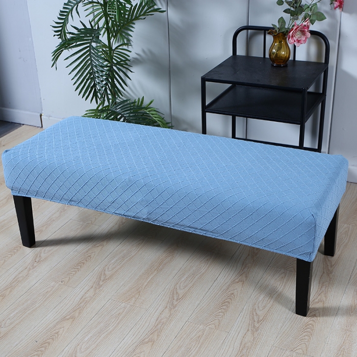 91家纺网 家纺一手货源 找家纺 兴妮雅家纺2021新款针织菱形提花款换鞋凳套 天蓝