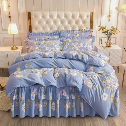 91家纺网 家纺一手货源 找家纺 （总）雨田 2021新款韩版双边夹棉床裙四件套