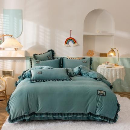 91家纺网 家纺一手货源 找家纺 （总）仟网汇2021新款水晶绒蕾丝款四件套