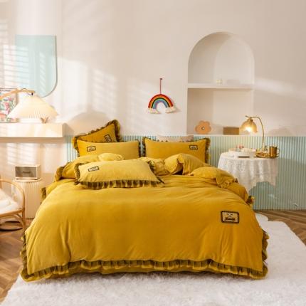 91家纺网 家纺一手货源 找家纺 （总）仟网汇2021新款水晶绒蕾丝款四件套