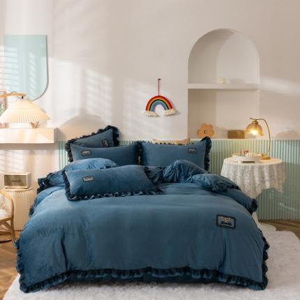 91家纺网 家纺一手货源 找家纺 （总）仟网汇2021新款水晶绒蕾丝款四件套