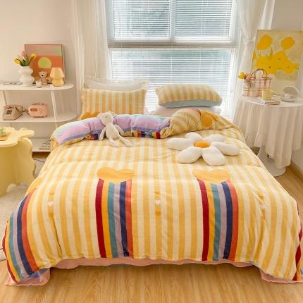 91家纺网 家纺一手货源 找家纺 （总）安哆啦 2021新款220g牛奶绒简约款四件套