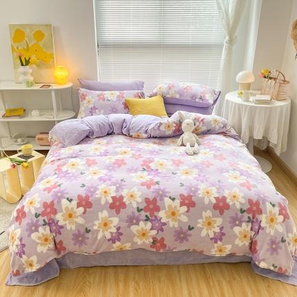 91家纺网 家纺一手货源 找家纺 （总）安哆啦 2021新款220g牛奶绒简约款四件套