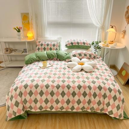 91家纺网 家纺一手货源 找家纺 （总）安哆啦 2021新款220g牛奶绒简约款四件套