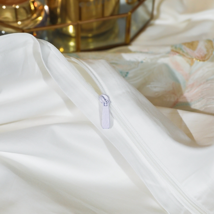 91家纺网 家纺一手货源 找家纺 榻尚家居新款纯美蕾丝大花边长绒棉贡缎四件套 安娜 白