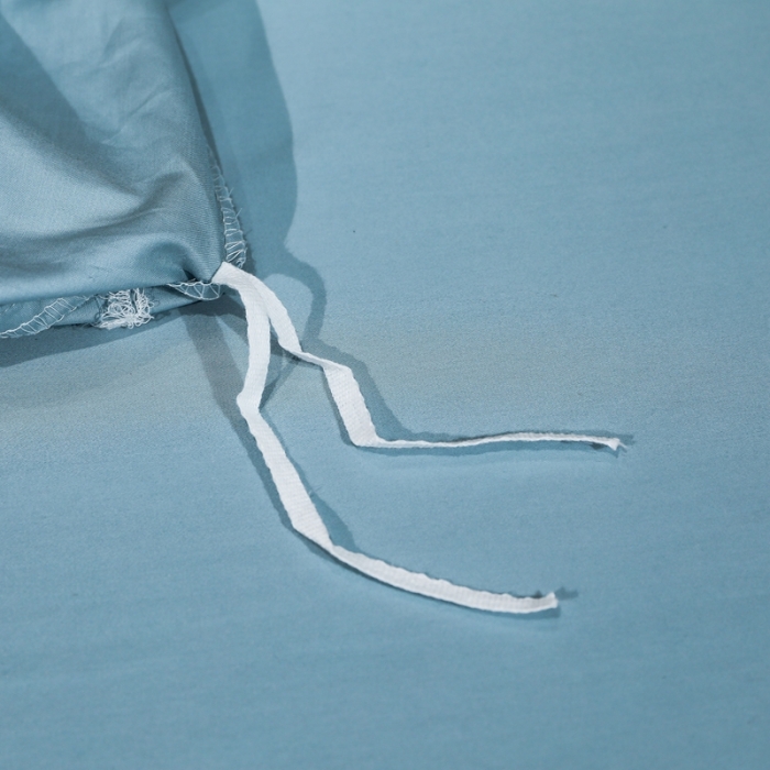 91家纺网 家纺一手货源 找家纺 榻尚家居新款纯美蕾丝大花边长绒棉贡缎四件套 安娜 天蓝