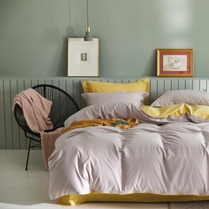 （总）涞澳 2021新款50磨绒双拼四件套 尘黄