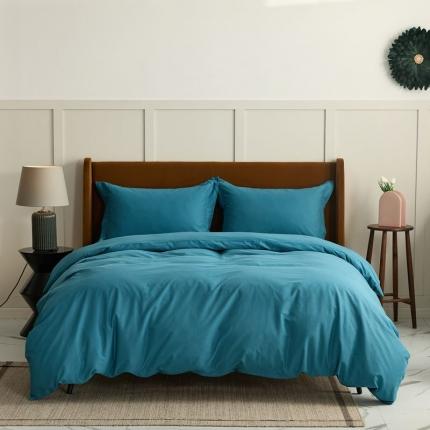 91家纺网 家纺一手货源 找家纺 涞澳 2021新款50磨绒纯色四件套风格一 湖青