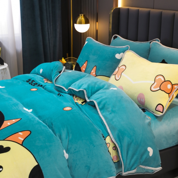 91家纺网 家纺一手货源 找家纺 情煊家纺 2021新款牛奶绒四件套 牛气冲天