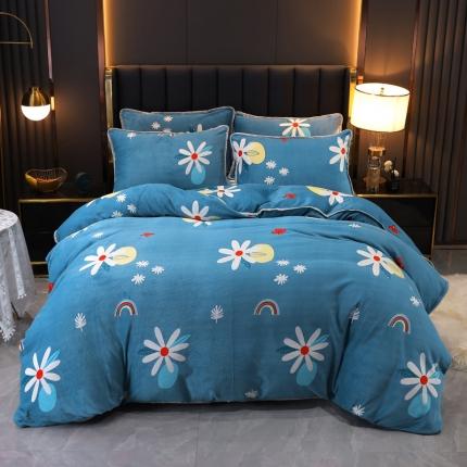 91家纺网 家纺一手货源 找家纺 情煊家纺 2021新款牛奶绒四件套 炫彩