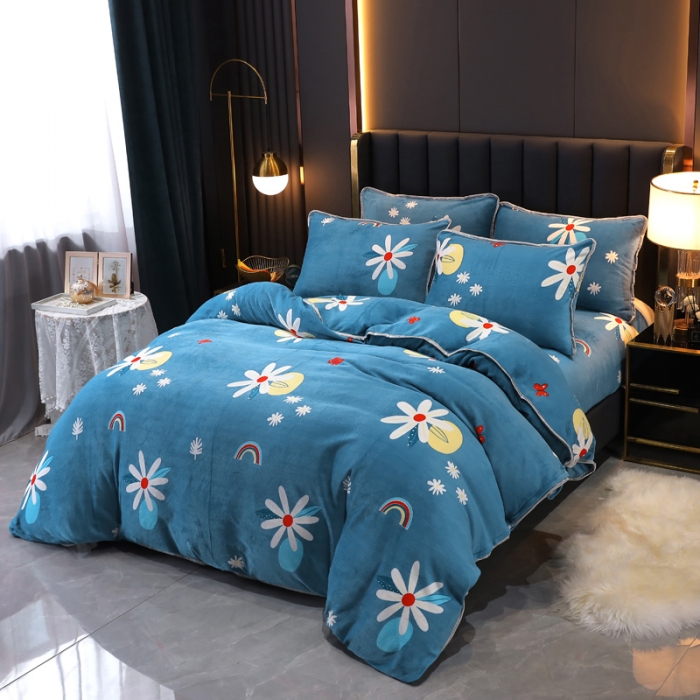 91家纺网 家纺一手货源 找家纺 情煊家纺 2021新款牛奶绒四件套 炫彩