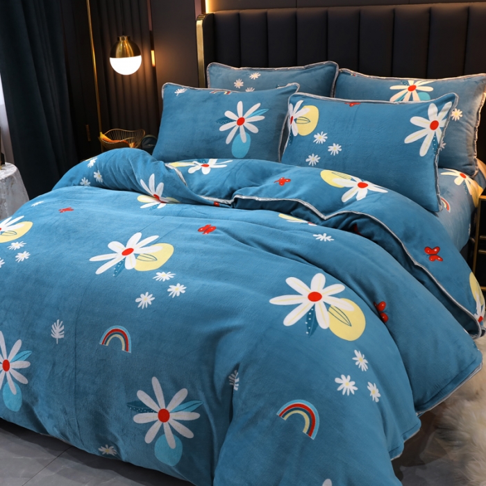 91家纺网 家纺一手货源 找家纺 情煊家纺 2021新款牛奶绒四件套 炫彩