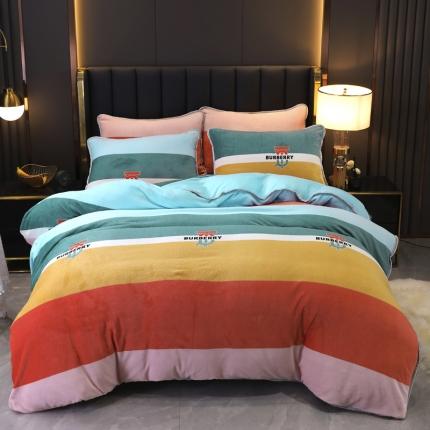 91家纺网 家纺一手货源 找家纺 情煊家纺 2021新款牛奶绒四件套 英伦范