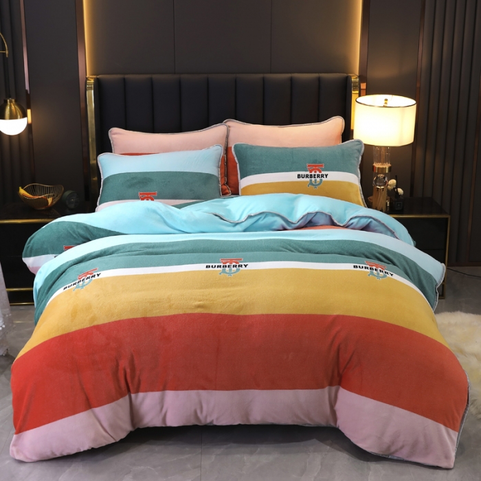 91家纺网 家纺一手货源 找家纺 情煊家纺 2021新款牛奶绒四件套 英伦范