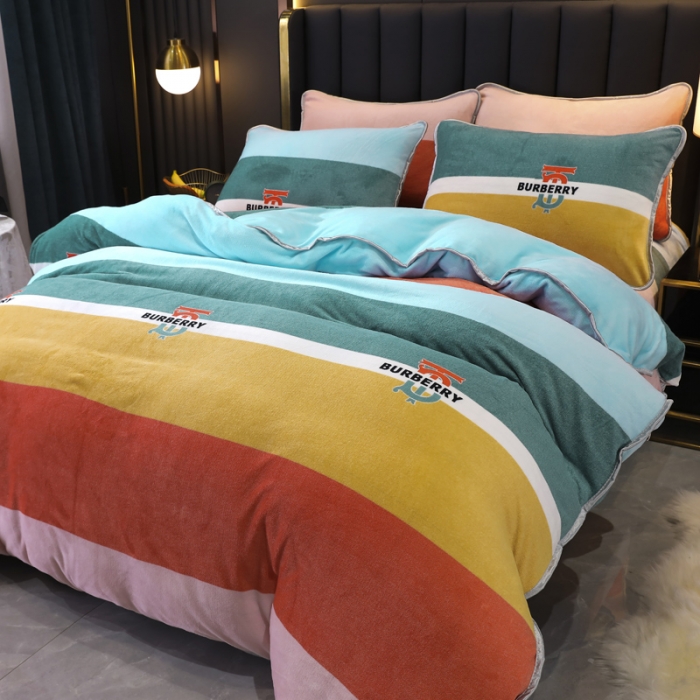 91家纺网 家纺一手货源 找家纺 情煊家纺 2021新款牛奶绒四件套 英伦范