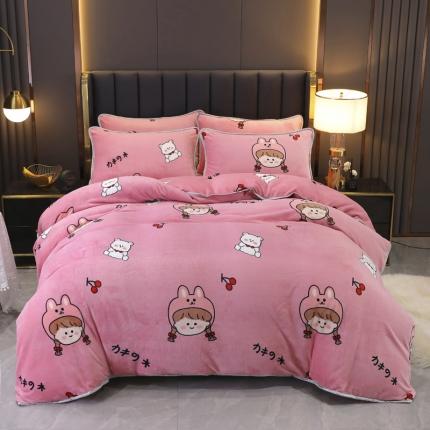 91家纺网 家纺一手货源 找家纺 情煊家纺 2021新款牛奶绒四件套 元气少女