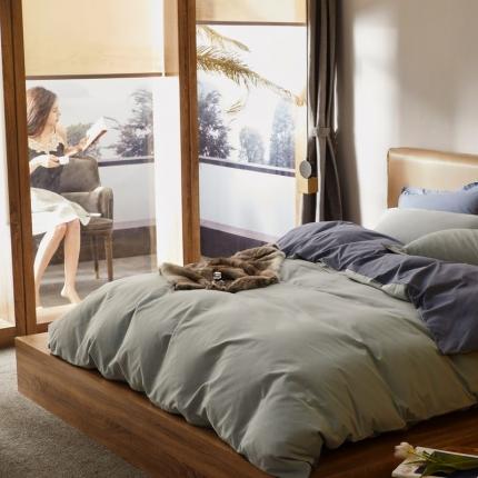 91家纺网 家纺一手货源 找家纺 涞澳 2021新款50磨绒双拼四件套 兰青