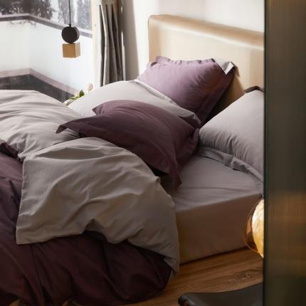 91家纺网 家纺一手货源 找家纺 涞澳 2021新款50磨绒双拼四件套 中紫灰