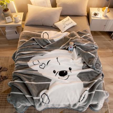 思腾 2021拉舍尔印花毛毯子盖毯午睡毯 乖小熊