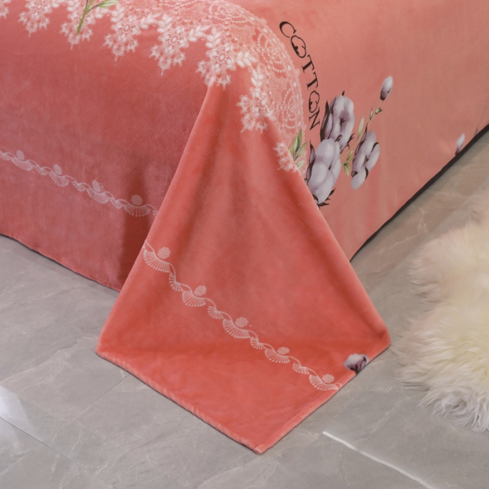 91家纺网 家纺一手货源 找家纺 情煊家纺 2021新款牛奶绒被单 木棉花开