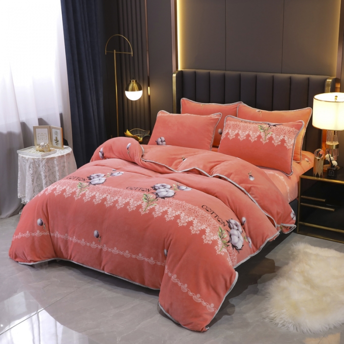 91家纺网 家纺一手货源 找家纺 情煊家纺 2021新款牛奶绒被单 木棉花开