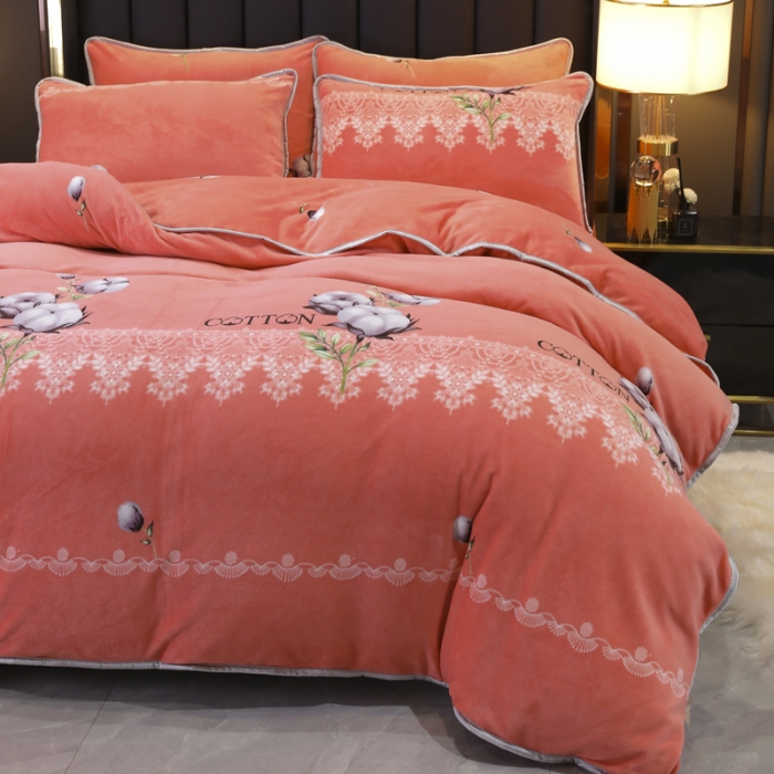 91家纺网 家纺一手货源 找家纺 情煊家纺 2021新款牛奶绒被单 木棉花开