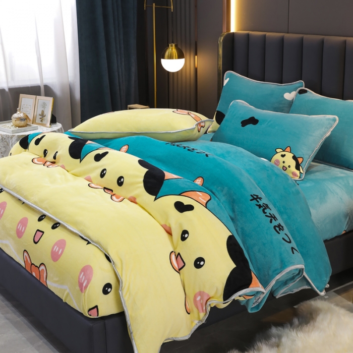 91家纺网 家纺一手货源 找家纺 情煊家纺 2021新款牛奶绒被单 牛气冲天