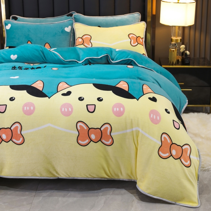 91家纺网 家纺一手货源 找家纺 情煊家纺 2021新款牛奶绒被单 牛气冲天