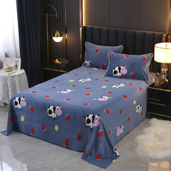 91家纺网 家纺一手货源 找家纺 情煊家纺 2021新款牛奶绒被单 甜蜜农场