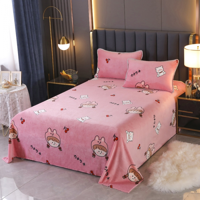 91家纺网 家纺一手货源 找家纺 情煊家纺 2021新款牛奶绒被单 元气少女