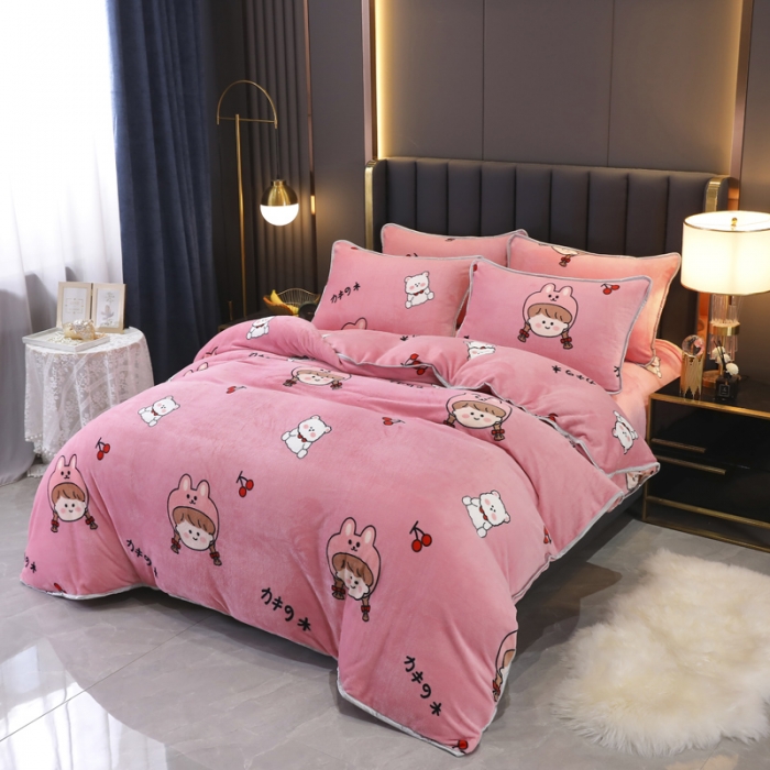 91家纺网 家纺一手货源 找家纺 情煊家纺 2021新款牛奶绒被单 元气少女