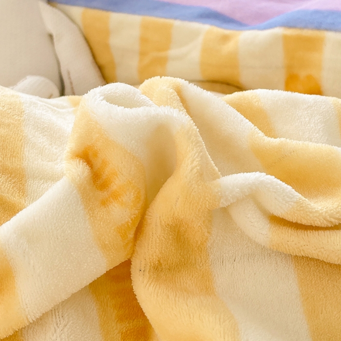 91家纺网 家纺一手货源 找家纺 安哆啦 2021新款220g牛奶绒简约款四件套 彩虹洋