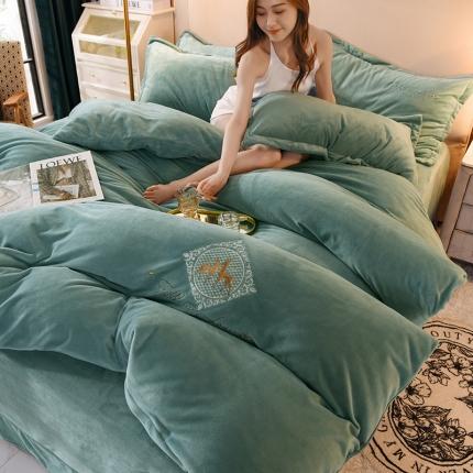 91家纺网 家纺一手货源 找家纺 （总）寐居 2021高克重牛奶绒宝宝绒刺绣四件套