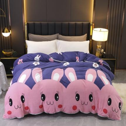 91家纺网 家纺一手货源 找家纺 情煊家纺 2021新款牛奶绒单被套 大耳兔兔