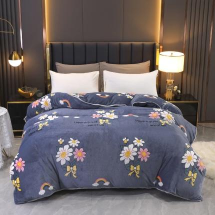 91家纺网 家纺一手货源 找家纺 情煊家纺 2021新款牛奶绒单被套 花开朵朵