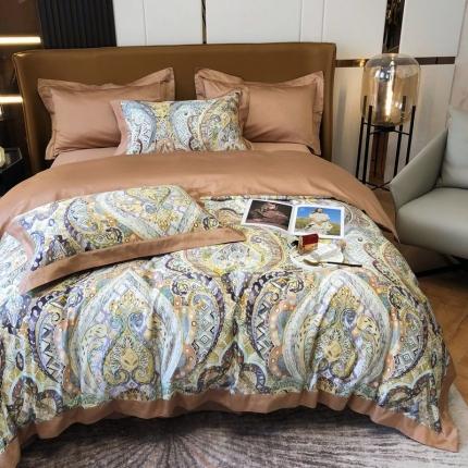 91家纺网 家纺一手货源 找家纺 涞澳 2021新款100支数码印花四件套 梵花