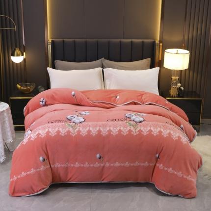 91家纺网 家纺一手货源 找家纺 情煊家纺 2021新款牛奶绒单被套 木棉花开