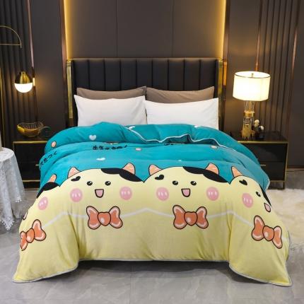 91家纺网 家纺一手货源 找家纺 情煊家纺 2021新款牛奶绒单被套 牛气冲天