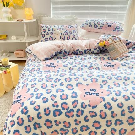 安哆啦 2021新款220g牛奶绒简约款四件套 可爱多