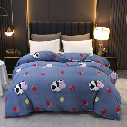 91家纺网 家纺一手货源 找家纺 情煊家纺 2021新款牛奶绒单被套 甜蜜农场