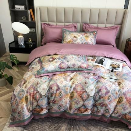 91家纺网 家纺一手货源 找家纺 涞澳 2021新款100支数码印花四件套 卡莎