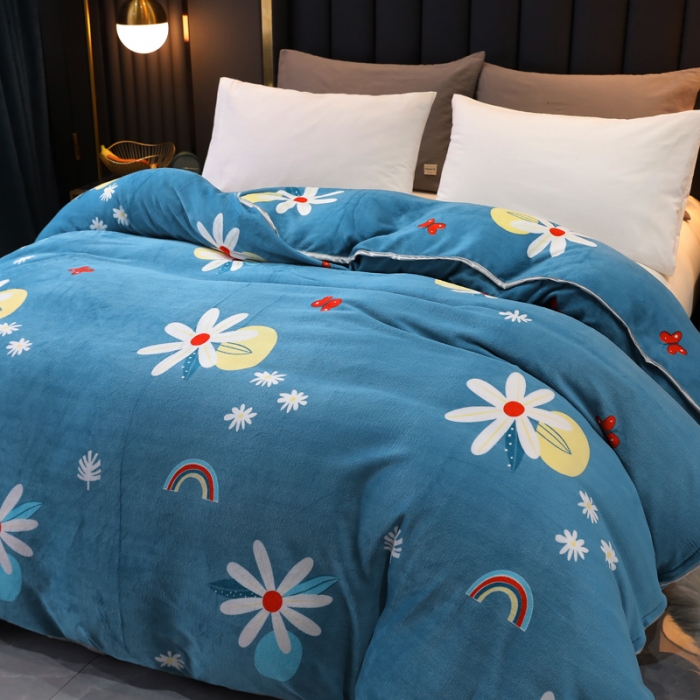 91家纺网 家纺一手货源 找家纺 情煊家纺 2021新款牛奶绒单被套 炫彩