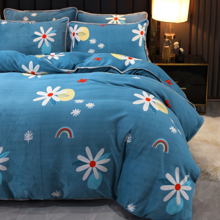 91家纺网 家纺一手货源 找家纺 情煊家纺 2021新款牛奶绒单被套 炫彩