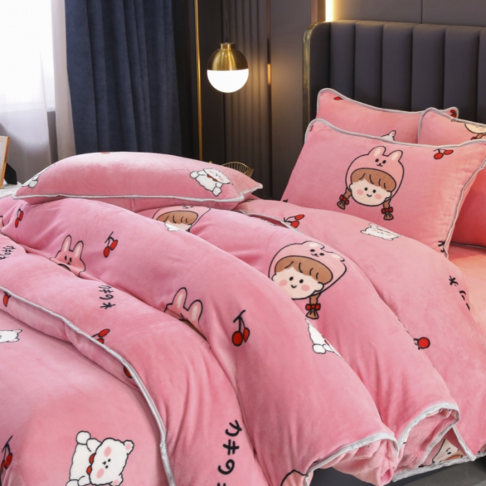 91家纺网 家纺一手货源 找家纺 情煊家纺 2021新款牛奶绒单被套 元气少女