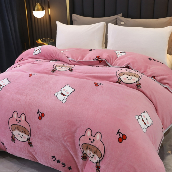 91家纺网 家纺一手货源 找家纺 情煊家纺 2021新款牛奶绒单被套 元气少女