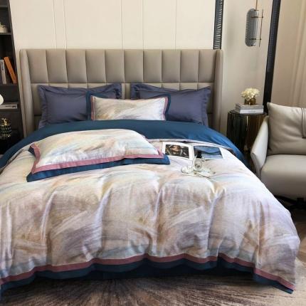 91家纺网 家纺一手货源 找家纺 涞澳 2021新款100支数码印花四件套 铅华