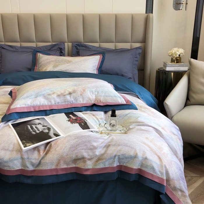 91家纺网 家纺一手货源 找家纺 涞澳 2021新款100支数码印花四件套 铅华