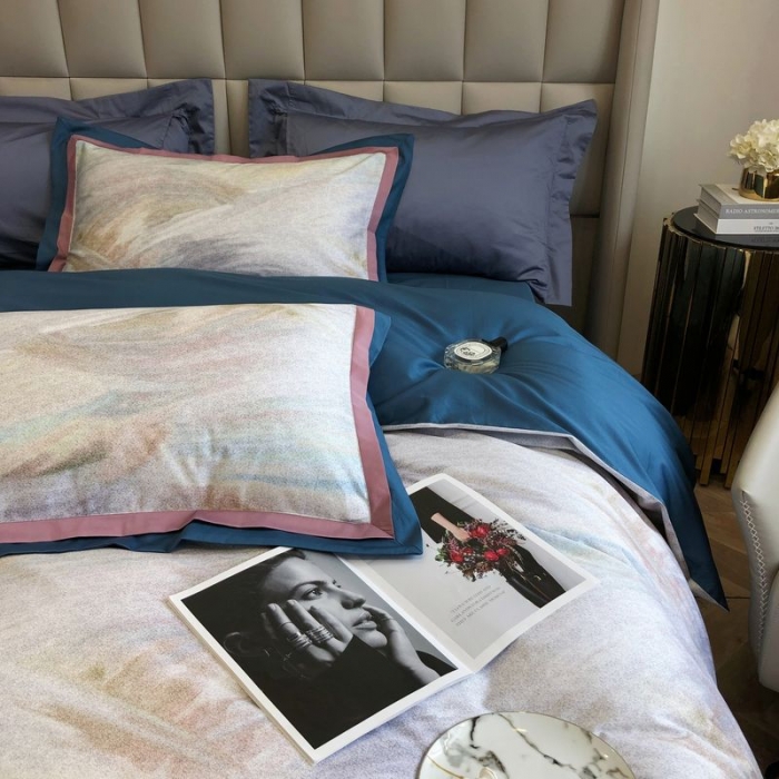 91家纺网 家纺一手货源 找家纺 涞澳 2021新款100支数码印花四件套 铅华