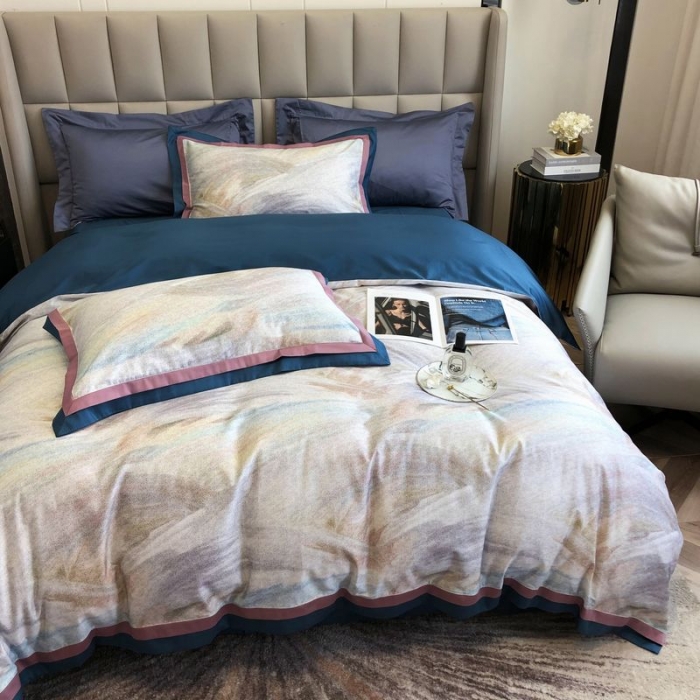 91家纺网 家纺一手货源 找家纺 涞澳 2021新款100支数码印花四件套 铅华