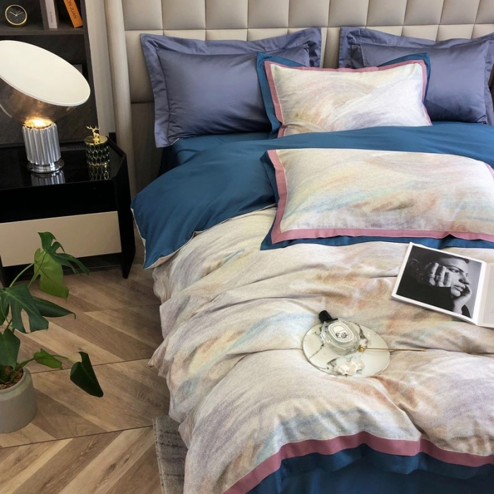 91家纺网 家纺一手货源 找家纺 涞澳 2021新款100支数码印花四件套 铅华